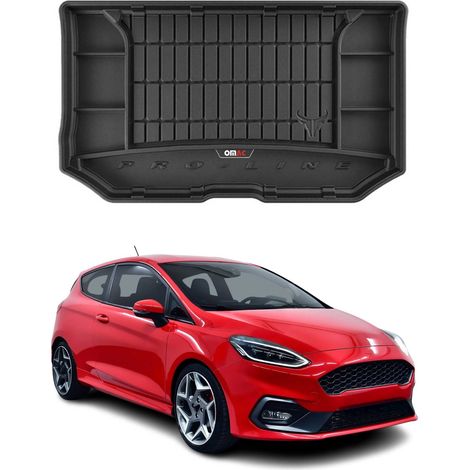 Tapis de Coffre 3D TPE Premium Compatible avec Ford Fiesta Active MK7 2017 à 2023, Bac de Protection de Coffre Intérieur antidérapant Revêtement de Coffre Bords Hauts pour Voiture Noir