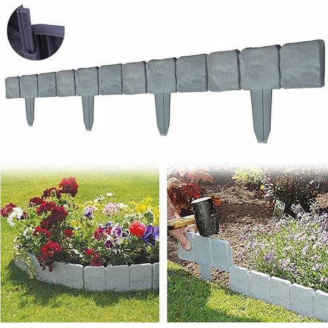 Gazon aspect pierre - Clôture de jardin flexible en plastique - Bordure de tonte - Palissade de jardin - Parfait comme Clôture décorative pour palissade (20 pièces/2.5 m)-Fei Yu (1/5)