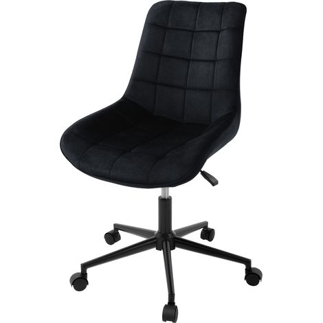 ML-Design Bürostuhl, Schwarz, Sitzfläche aus Samt, Metallgestell, Polsterstuhl mit Rückenlehne, höhenverstellbar, 360° Drehstuhl mit 5 Rollen, Ergonomischer Schreibtischstuhl für Home Office & Büro