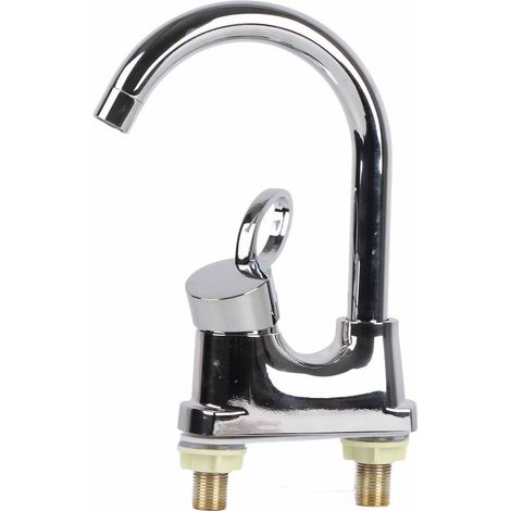 Robinet de lavabo G1/2, mitigeur eau chaude/eau froide, robinet à deux trous pour cuisine et maison (1/5)
