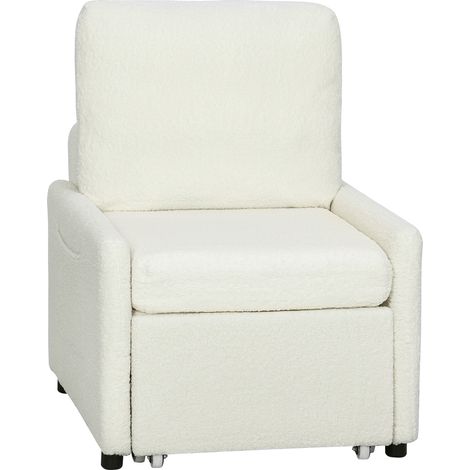 Fauteuil convertible THULE en bouclette crème