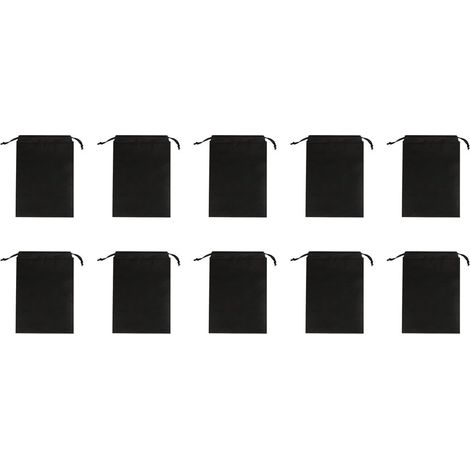 Lot de 10 sacs de rangement, noirs, avec cordon de serrage, sacs à chaussures de voyage, en non-tissé, sac de rangement portable pour vêtements, livres, cosmétiques (M) (1/5)