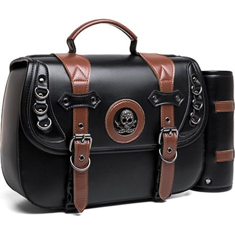 Sacoches de moto de grande capacité en cuir PU imperméable pour sac latéral adapté pour sac de vélo crâne (1/4)