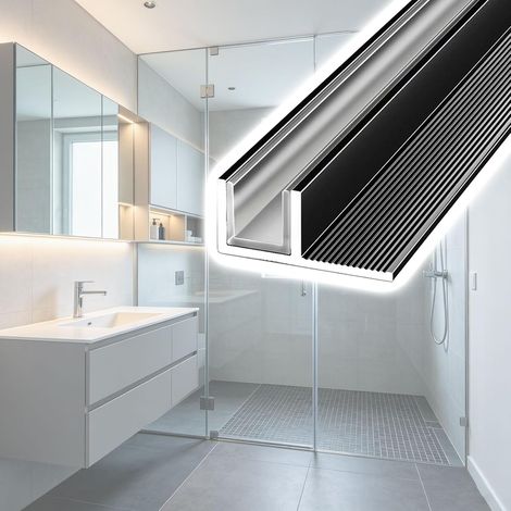 Profilé de porte douche sans cadre, fixation murale, en F pour (1/5)