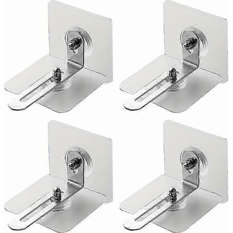 Lot de 4 fixations adhésives sans perçage pour meubles et armoires, clips de fixation anti-basculement auto-adhésifs. (1/5)