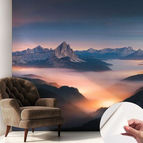 Selbstklebend Tapete modern - Wanddeko für Küche - Klebefolie Wand - luxus Look Aufgehende Sonne 250x250 cm (1/5)