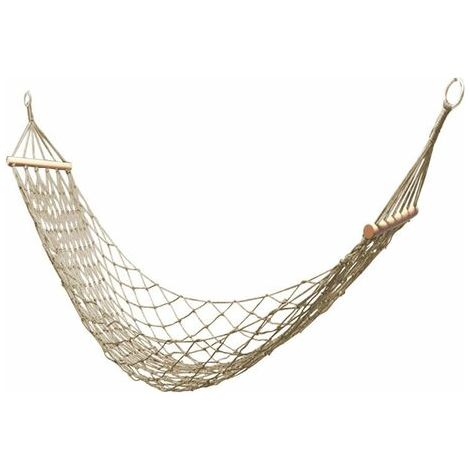 Filiyano – sac de rangement à – Hamac en corde de coton, hamac simple avec poteau en bois et sac de rangement à cordon, pour une utilisation (1/5)