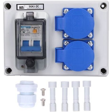 Double wall socket 200-250V 2 sockets 10-16A with 40A circuit breaker IP54 protection for exterior Easy installation (1/5)