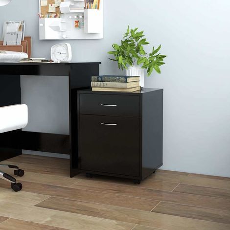 Armoire à roulettes-Meuble de rangement mobile Noir 45x38x54 cm Bois d’ingénierie 695798 (1/5)