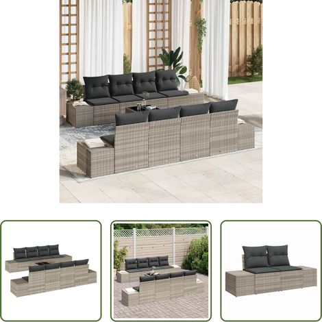 vidaXL Conjunto de sofá de jardín 7 uds. Gris Claro ratán sintético (1/5)