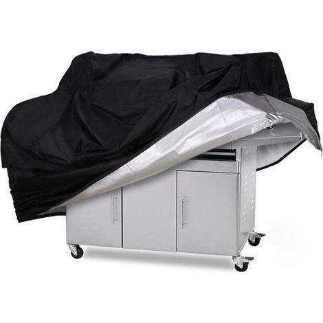 Ulisem 600D wasserdichte, strapazierfähige Grillabdeckung für Outdoor-Canvas-Grills, Weber, Char-Broil, Brinkmann, Holland & Jenn Air, Schwarz, 170 x 61 x 117 cm (1/4)