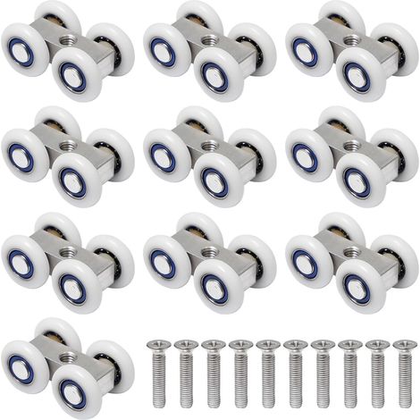 10 Pièces Roulettes pour Porte Coulissante de Douche avec Vis M6 (1/5)