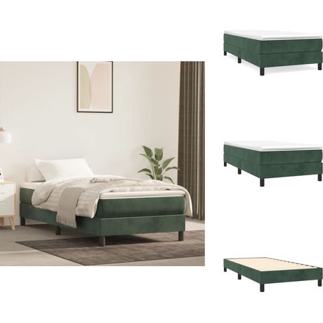 Cadre de lit sans matelas vert foncé 90x190 cm velours - Cadre De Lit - Lit En Velours - Lit Double - Literie - Meubles De Chambre (1/5)