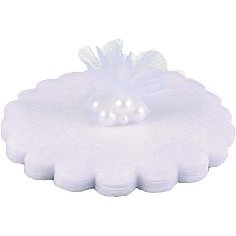100 Pièces Sacs Organza Sac à Bonbon Sachet Faveur Sac en Tulle Rond Blanc pour Anniversaire Mariage Cadeau Bonbons Partie Bijoux (Style1-Blanc) (1/5)