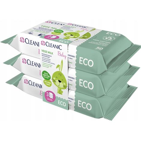 035985 Salviette umidificate HH Cleanic baby ECO al latte vegetale 3x50 (1/5)