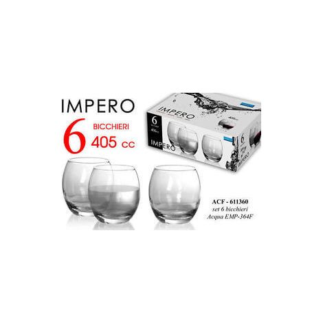 IMPERO SET DA 6 BICCHIERI PER ACQUA IN VETRO DA 405 CC