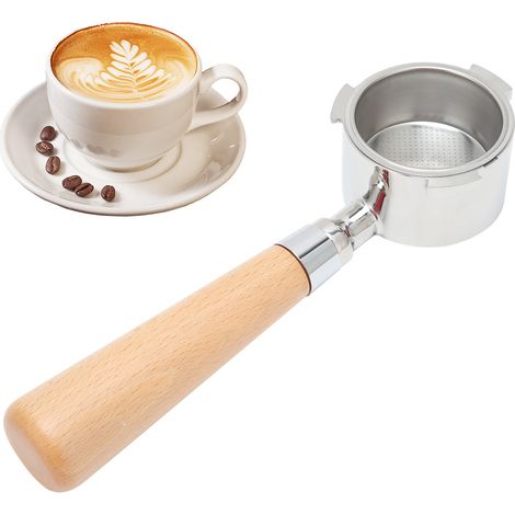 Machine à café domestique à trois poignées de style italo-américain avec poignée sans fond en bois de hêtre, 51 mm. (1/5)