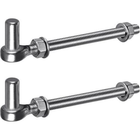 Charnière de Portail M12, 2pcs Quincaillerie à œillet de Champ Robuste 16mm Crochet pour Goupille de Suspension de Jardin en Métal pour Portail de Ferme/Clôture en Bois/Allée, 440lbs/20cm (1/4)