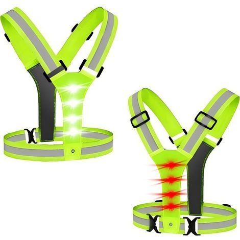 LED-Sicherheitsweste, elastisch und verstellbar – Reflektorweste mit LED-Licht zum Joggen, Wandern oder Radfahren bei Nacht (1/5)