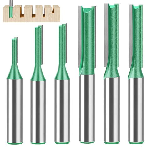 Jeu de 6 Fraises à rainurer, mèche toupie pour défonceuse Tige 8 mm, Bois 3-8 mm avec Lames en carbure, fraisage rainures précis, tête toupie, mèches Accessoires (1/5)