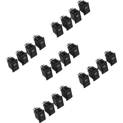 20 interrupteurs à bascule 12 V 35 A pour feux antibrouillard de voiture, camion ou bateau, avec éclairage LED intégré au tableau de bord et connecteur 4 broches noir. (1/5)