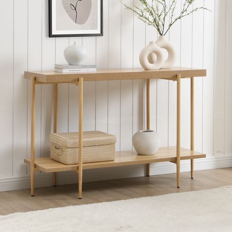 Console Table with Storage Shelves Narrow Hallway Entryway Sofa Table Modern (1/4)