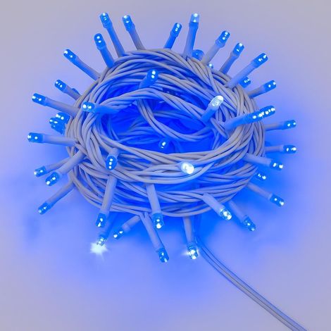 ETTROIT 300 LED-Lichterkette, 30 m, blaues Licht, weißes Kabel, IP65, ausziehbar, Blitzeffekt, Weihnachtsgirlande, Geschäfte, Balkon