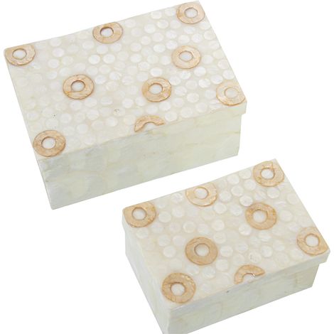 Setzen Sie 2 rechte Perlboxen. Natürliche gegrillte Ringe 21x14x10cm+16x11x8cmpour Alle Stile, um zu Hause eine Note zu verleihen (1/2)