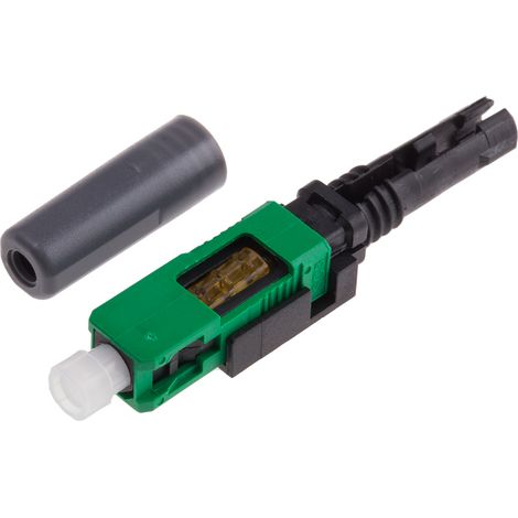 Rs Pro – Connecteur SC Simplex monomode 9/125µm – Perte d'insertion 0.5dB – Diamètre de buffer 3 mm – Couleur vert
