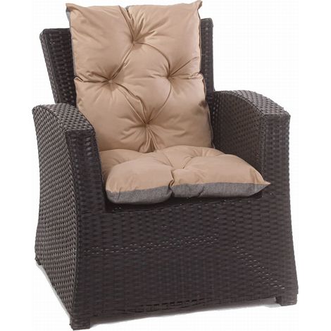 Coussin de chaise de jardin 50x50x55cm 2 pièce coussin de jardin beige Coussin de fauteuil d'extérieur Coussin d'assise à dossier haut-Enkel (1/5)