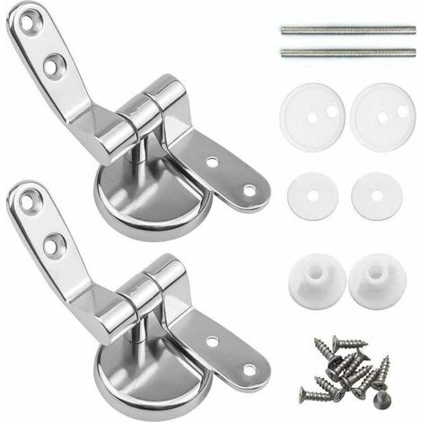 Attaches Charnière Abattant WC, Lot de 2 Charnières de Rechange pour Lunette de Toilette avec Fixations en Alliage de Zinc (1/5)