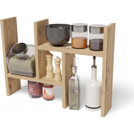 Estante de cocina de pie EX3, estante de gabinete de roble artesanal (1/5)