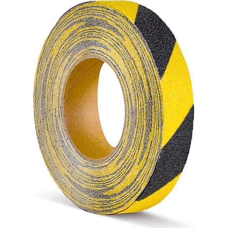 Moravia Revêtement antidérapant jaune/noir auto-adhésif flexible rouleau 25 mm x 18,3 m (1/2)