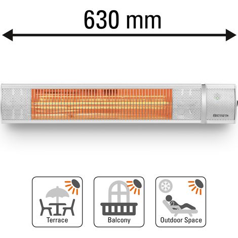 TROTEC Stufa da installazione IR 2050 – potenza termica 750 W / 1500 W / 2000 W – stufa a infrarossi, IP65, da esterno, incluso telecomando