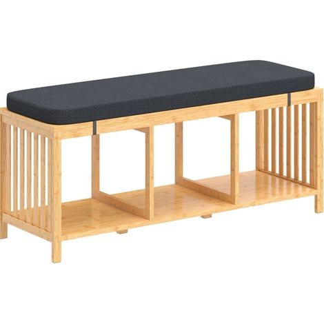 Panca portascarpe in bambù con cuscino, 102 x 33 x 45 cm, naturale DESVIAE (1/5)