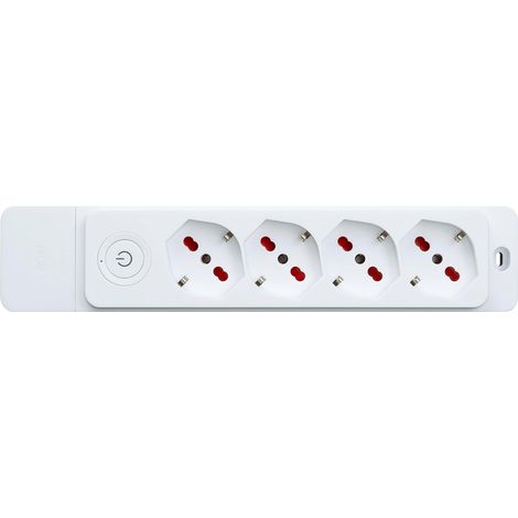 4-fach Steckdosenleiste mit 10/16A Schuko-Steckdosen und 2-fach Steckdosen, ohne Kabel, mit ROSI-Schalter