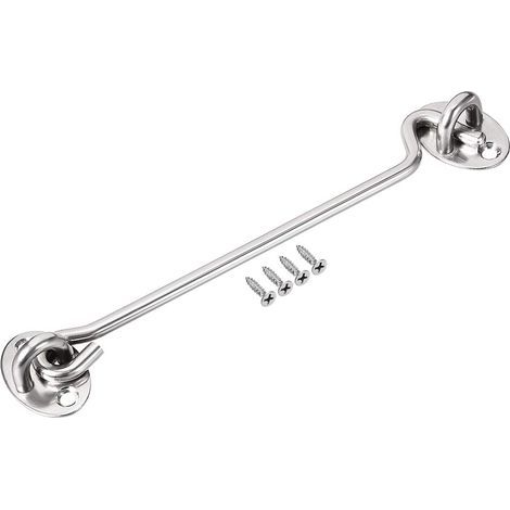 Gancio per porte e finestre in acciaio inox da 6 pollici, colore acciaio, adatto per serrature di porte scorrevoli e persiane, 1 pezzo (1/5)