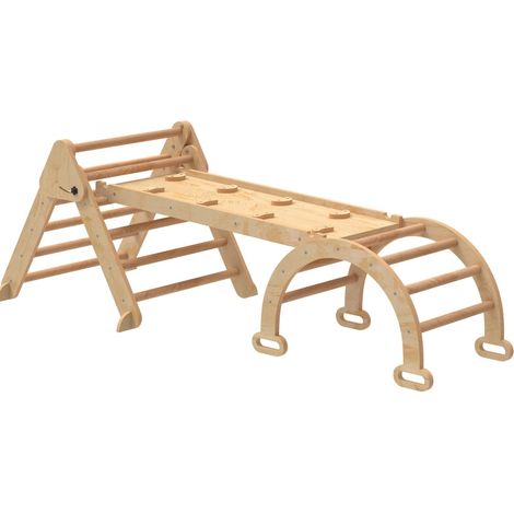 Estructura de escalada infantil 7 en 1 plegable de madera con rampa y tobogán HOMVRA (1/5)