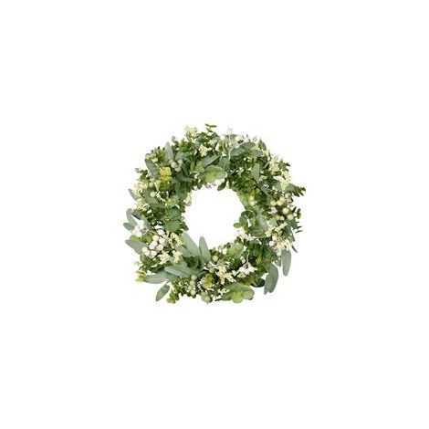 Couronne d'eucalyptus pour Porte d'entrée, 46 cm, Couronne Verte de Printemps et d'été, Petite Couronne de Porte Artificielle réaliste pour Ferme, Mariage, Maison, fenêtre, Mur, cheminée
