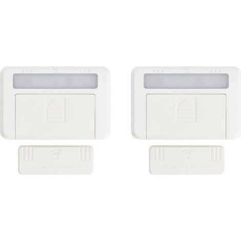 Lot de 2 éclairages de placard et tiroir à piles (incluses) - Détection magnétique - 50 lumens - Blanc neutre (1/8)