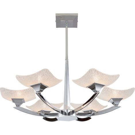 Endon Ayres - Plafoniera multibraccio a 6 luci semi-filo Cromo, vetro effetto Savon, G9 (1/5)