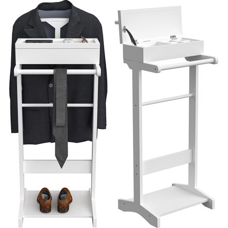 Penderie sur pied portable blanche avec tiroir de rangement, structure MDF, design vertical peu encombrant, idéale pour entrée, chambre ou bureau  CHICFURN (1/5)