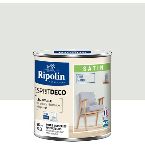 Peinture Murale Toutes Pièces - Satin - 0,5L - Gris Hanoi - Ripolin (1/5)