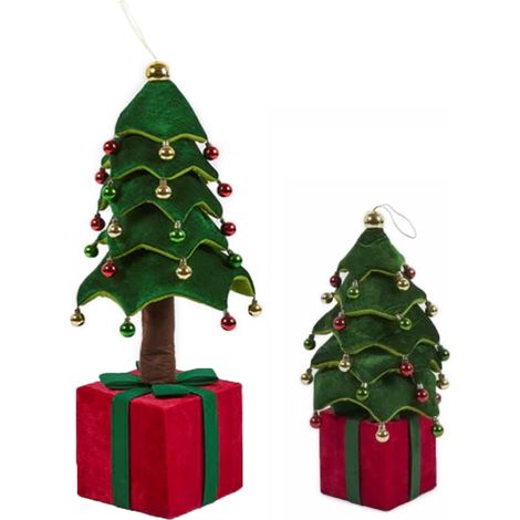 Albero di Natale Pieghevole 80 cm in Velluto Decoro Addobbo Vetrine Casa Negozi (1/5)