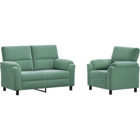Juego de Sofá 2 pcs Verde Mar Terciopelo vidaXL (1/5)