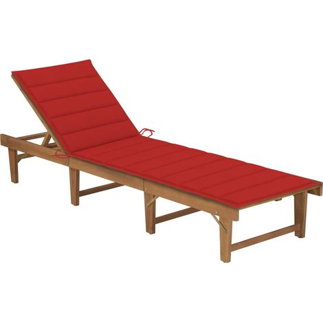 Chaise longue pliable avec coussin Bois d'acacia solide