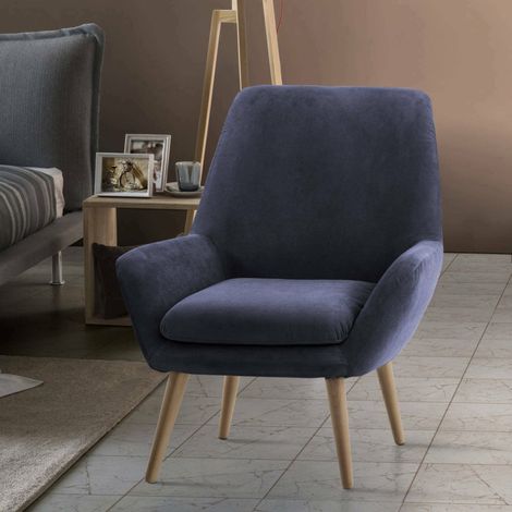 Talamo Italia Lounge-Sessel Annarita, Design-Sessel für das Wohnzimmer, 100% Made in Italy, Relaxsessel aus gepolstertem Stoff, Cm 80x70h95, Blau (1/5)