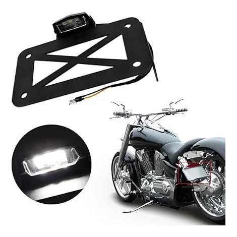 Support Plaque Moto, Support de Plaque d'immatriculation pour Moto, Support déporté pour feu arrière LED à Montage latéral pour Motos, vélos de Sport, croiseurs, etc. (1/5)