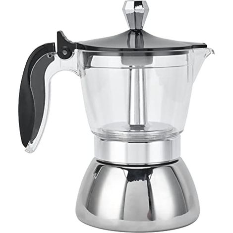 Esso Cuisinière Moderne Clair Percolateur en Acier Inoxydable Verre Italien 4 Tasses en Acier Inoxydable Cafetière Cuisinière Moka Pot Cafetière Fournitures de Cuisine (1/3)