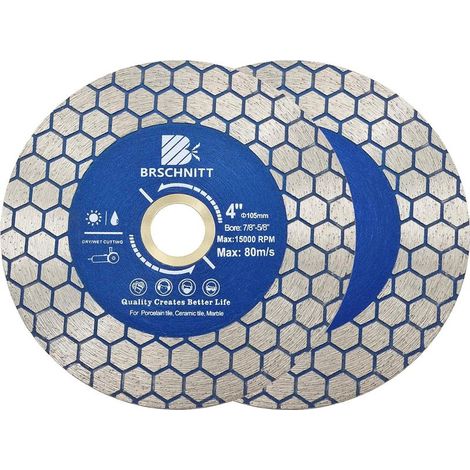 Stück – Diamanttrennscheibe – Sägeblatt – Doppelseitig für Porzellan und Marmor – Nass- und Trockenschnitt – Grau – 10,5 cm (1/5)